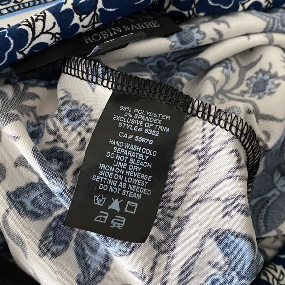 Artizan Robin Barré Blue White Floral Print Print Wide Leg Pant - Picture 4 of 14